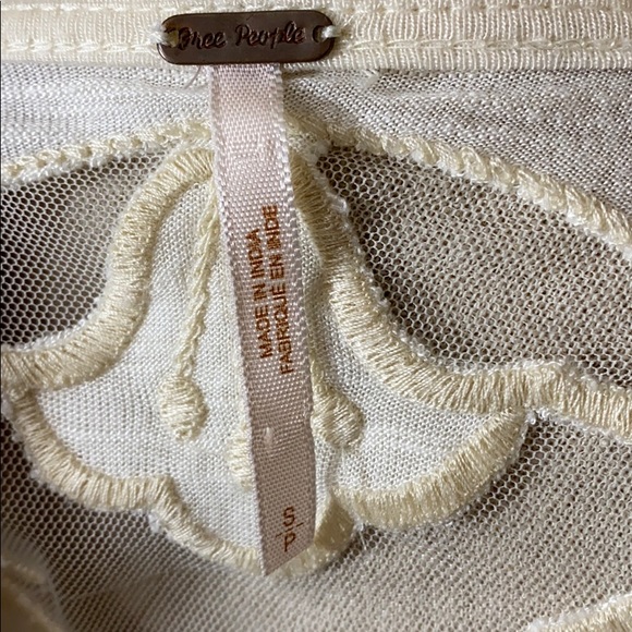 Free People Cream Peplum Short Sleeve Top - Picture 7 of 8